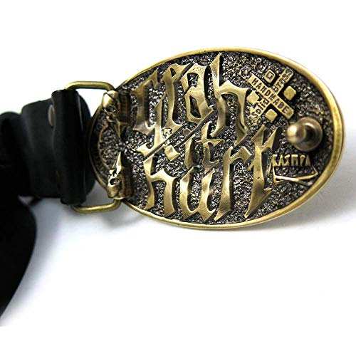 Leather Belt With Tattooist Brass Buckle, Handmade Art Tattoo Machine With Skull Solid Brass Belt Buckle On Leather Belt #TOP1