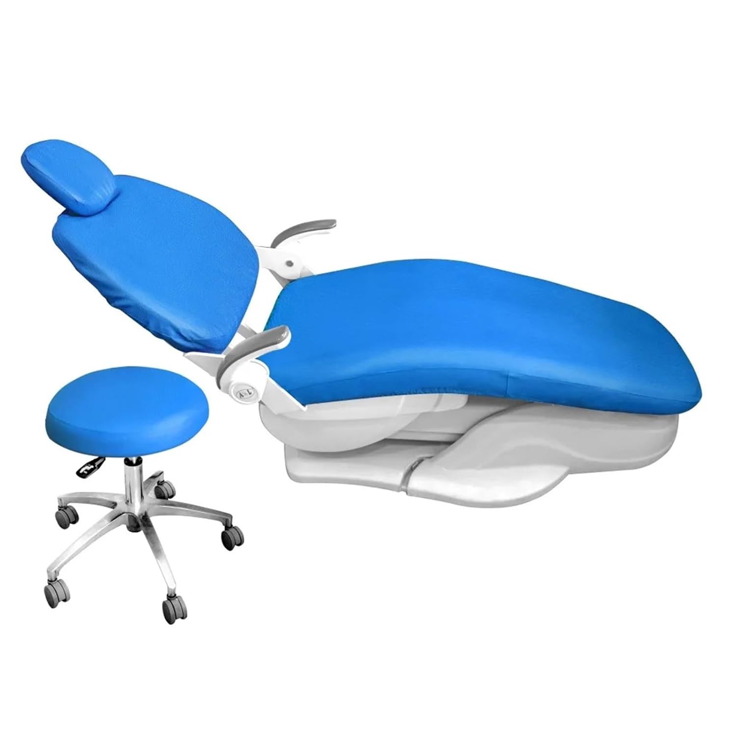 Dental Chair Covers 4Pcs/Set PU Leather Elastic Waterproof Protective Case Seat Chair Cover Dentistry Lab Dentist Equipment(Dark Blue)