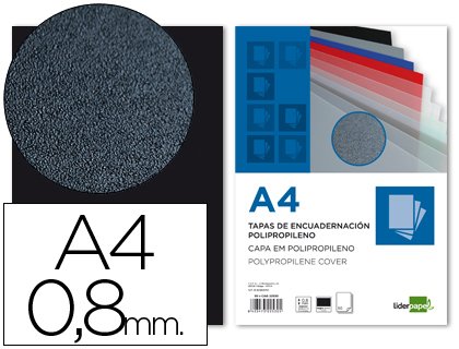 Liderpapel Pack of 50 Binding Covers A4, 0.8 mm Black