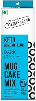 Serapheena|Keto Mug Cake Mix with Almond Flour- Dark Cocoa|Gluten Free| No Maida|Zero sugar|Vegan|42g| Pack of 1