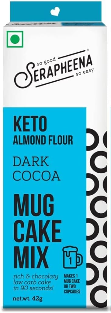 Serapheena|Keto Mug Cake Mix with Almond Flour- Dark Cocoa|Gluten Free| No Maida|Zero sugar|Vegan|42g| Pack of 1