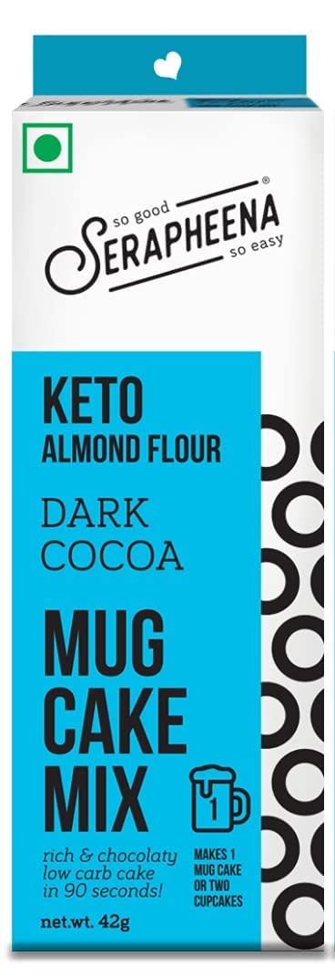 Serapheena|Keto Mug Cake Mix with Almond Flour- Dark Cocoa|Gluten Free| No Maida|Zero sugar|Vegan|42g| Pack of 1