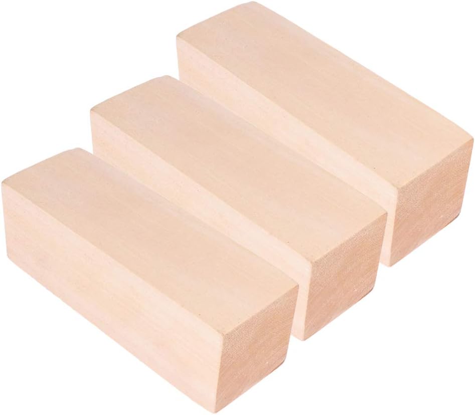 Milisten 3pcs Wood Block Chic Fashion Creative Hand-Carved Model Material Carving Wooden Block Carved Wood Beam Wooden Blocks