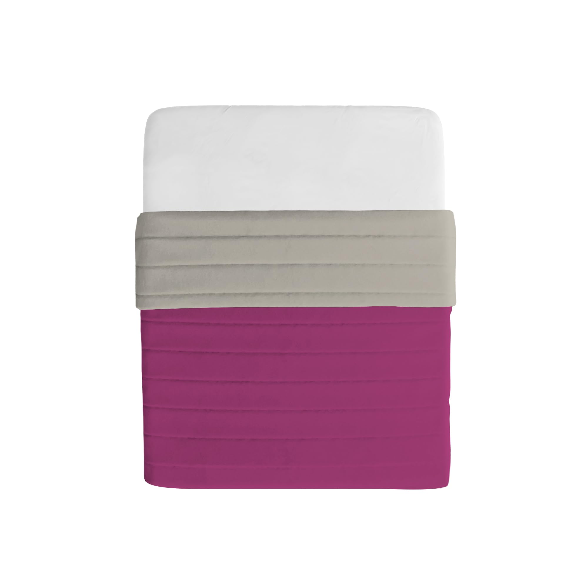 Italian Bed Linen Colcha de Verano Basic Color Liso, Fucsia/Gris Claro, 250x240cm