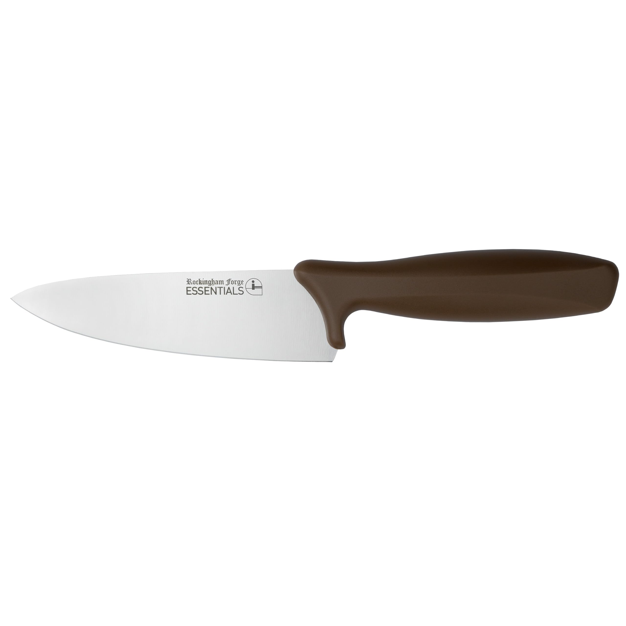 Rockingham Forge Essentials Brown Handle Chef’s Knife 15cm for Vegetables - Coloured Knives for Food Hygiene, Allergen and Intolerance Food Preparation - Colour Coded Stainless Steel Kitchen Knives