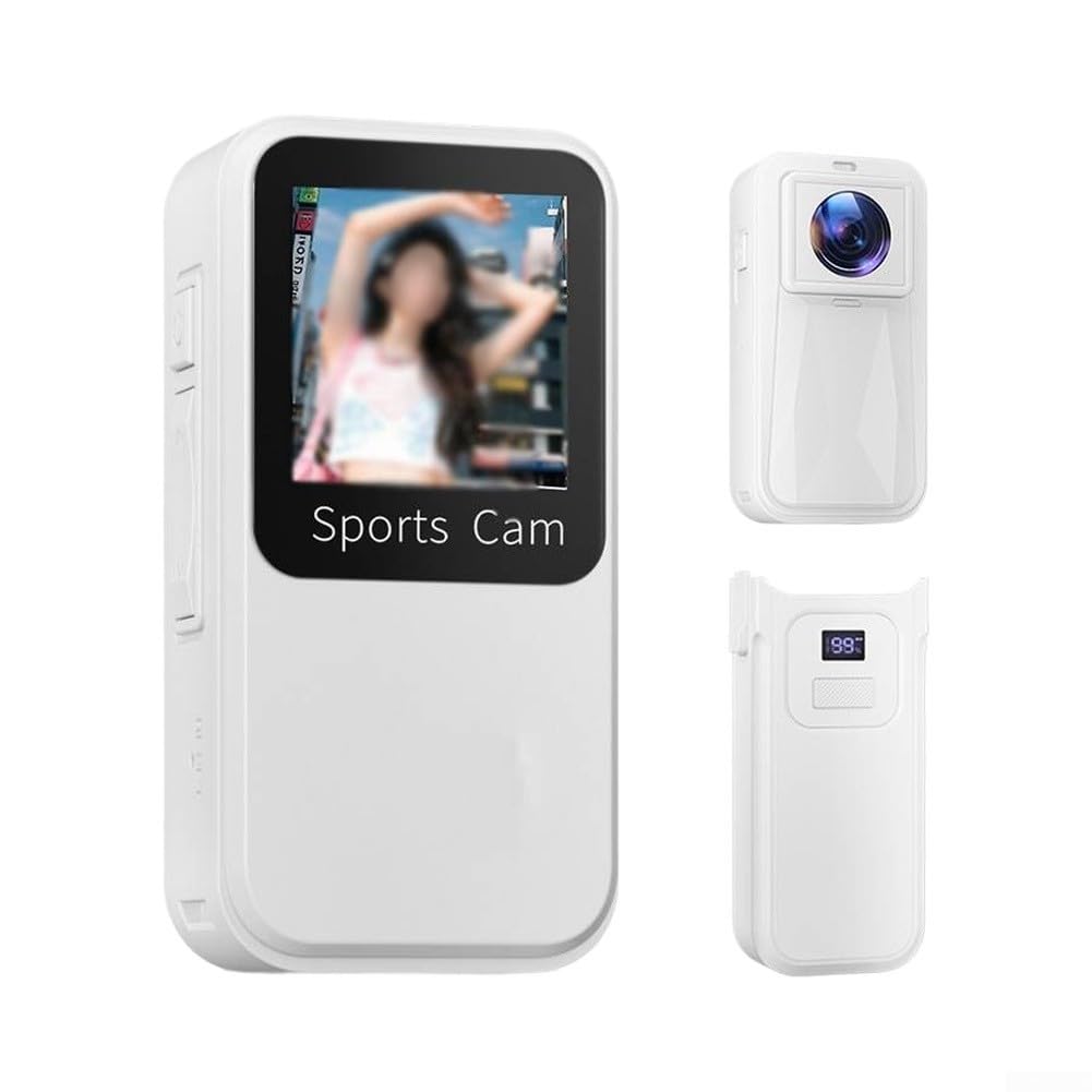 ABS Corpo 4K Action Camera per Sport All'aperto (Bianco) | Microfono incorporato, registrazione audio chiara, compatto 15x10x2cm, guscio ABS, pronto per vlogging