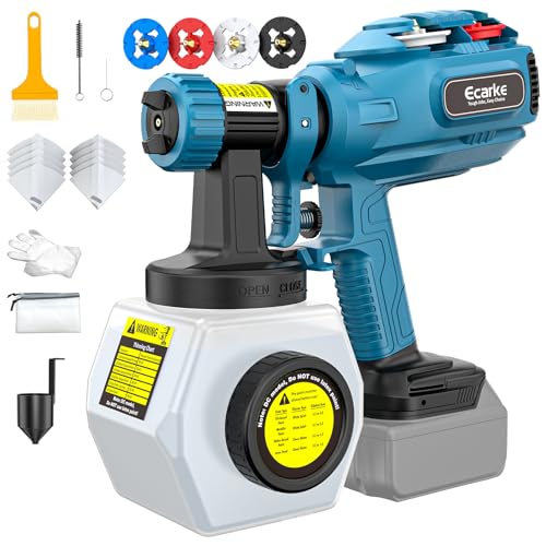 Ecarke Cordless Paint Sprayer Compatible with Makita 18V Battery - Side-Fill Design (No Disassembly) & Onboard Nozzle Storage - 43,000 RPM, 1200mL Tank, 4 Nozzles - DIY to Pro Use (Tool Only)