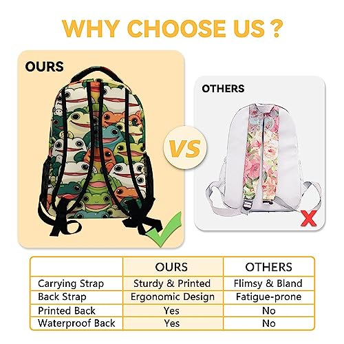 Frog School Backpack for Girls Boys, 16 Inch Colorful Backpacks for Kids Age 10-12, Novelty Lightweight Bookbag4