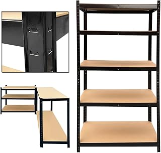 AUTOFU Black Storage Shelves Heavy Duty Metal Rack Boltless Warehouse Racking 5 Tier Shelf Free Standing Shelving Unit Utility Home Storage Rack 180 High, 90 Wide, 40 Deep(cm)
