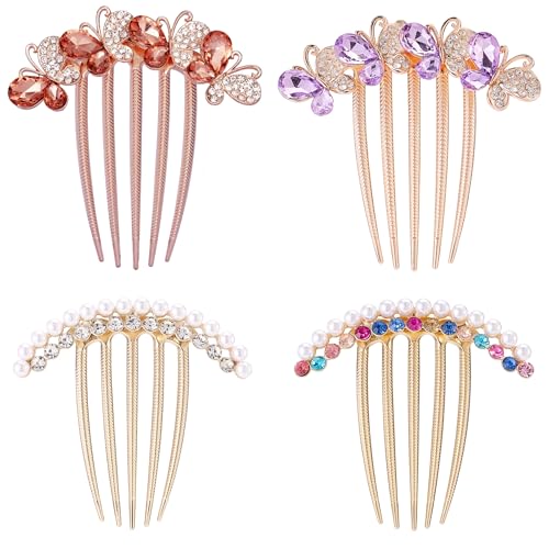 Peines de cristal decorativos para cabello, 4 unidades miniatura 1