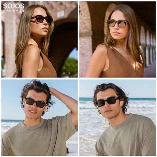 SOJOS Retro Trendy Polarized Sunglasses for Men Women Vintage Square Mens Shades SJ23973