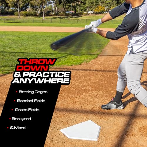 GoSports Baseball & Softball Home Plate - Heavy-Duty Rubber Throw Down Base with Waffle Bottom