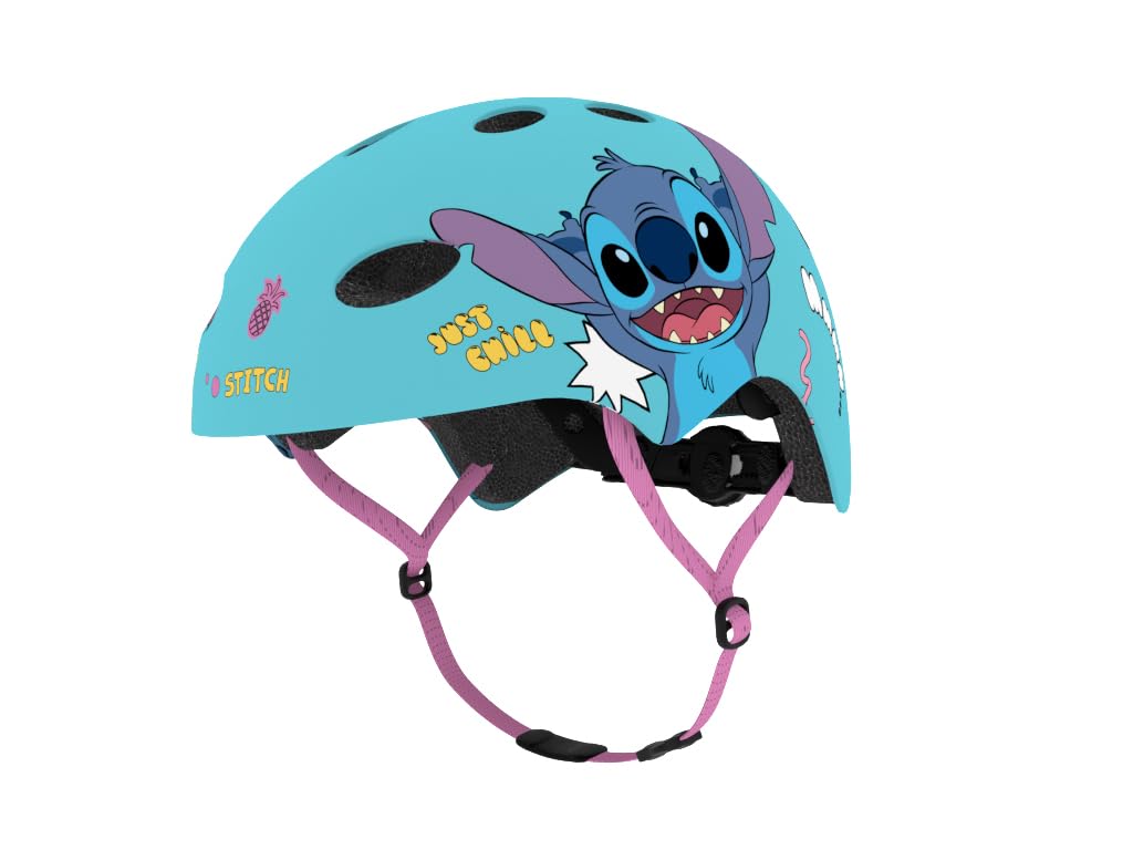 Seven Polska Disney - Casco da bicicletta Stitch, Roller Blades, Skater, 52-56 cm, a partire da circa 6 anni