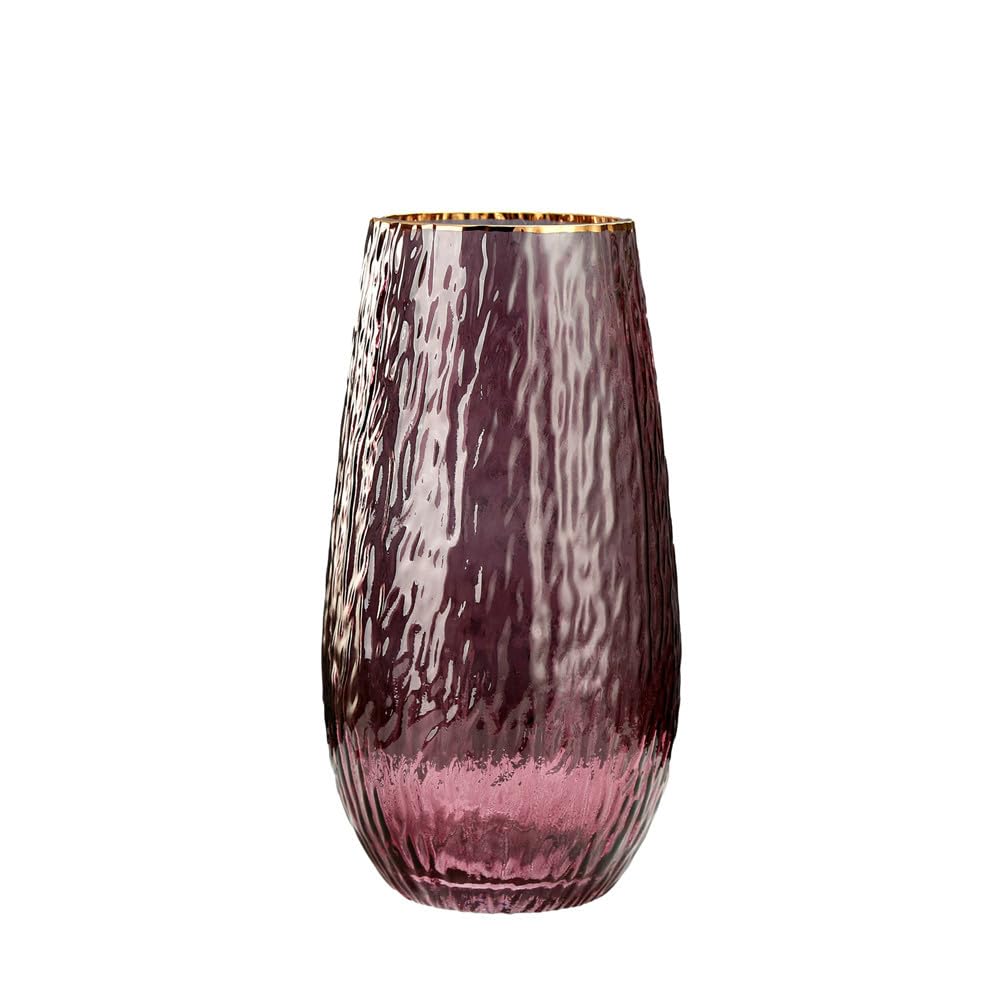 Surwin Jarrones de Cristal, Jarrón de Flores de Cristal para Modernos Decoración de Mesa, Boda, Estudio, Dormitorio, Regalo para San Valentín Navidad Cumpleaños (Púrpura Grande)