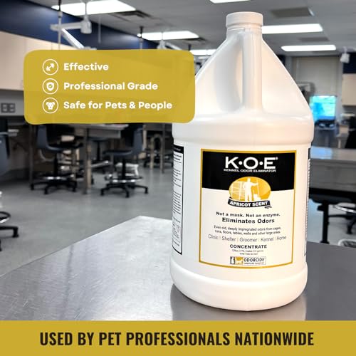 Image of Odorcide K.O.E. Apricot Odor Eliminator Concentrate for Strong Odor for Cages, Runs & More - Home & Kennel w /Safe, Non-Enzymatic Formula - 128 oz