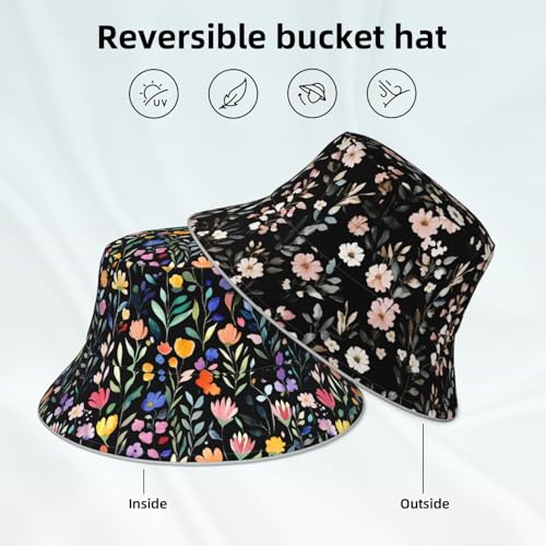 Image of Bucket Hat Double-Side-Wear Reversible Sun Hat Beach Travel Hiking for Women Men
