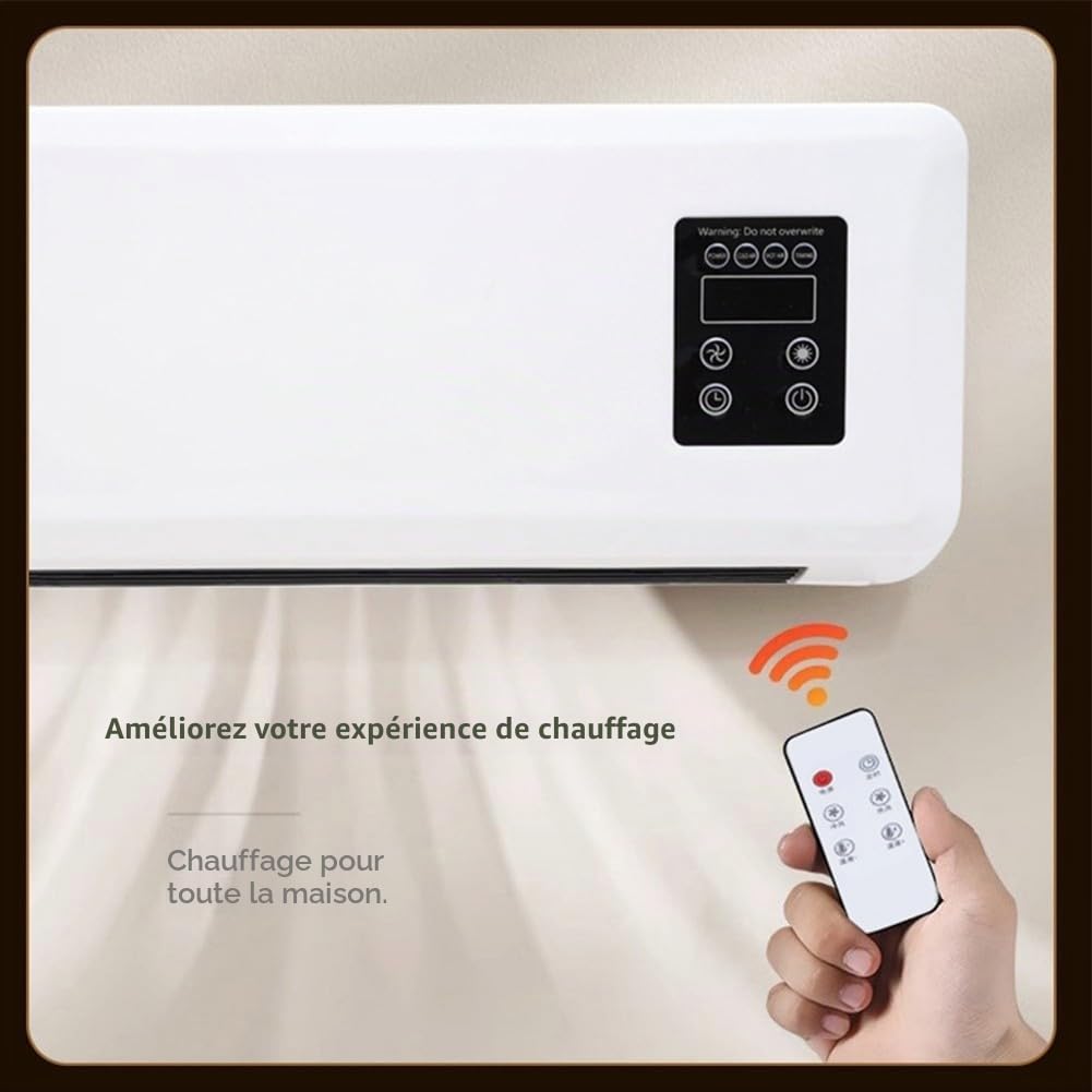 Ventilateur mural 2 en 1 de chauffage et de refroidissement, silencieux, petit climatiseur pour chambre à coucher, salle de bain, compact avec mode brise naturelle, blanc, 42 x 18 x 12 cm