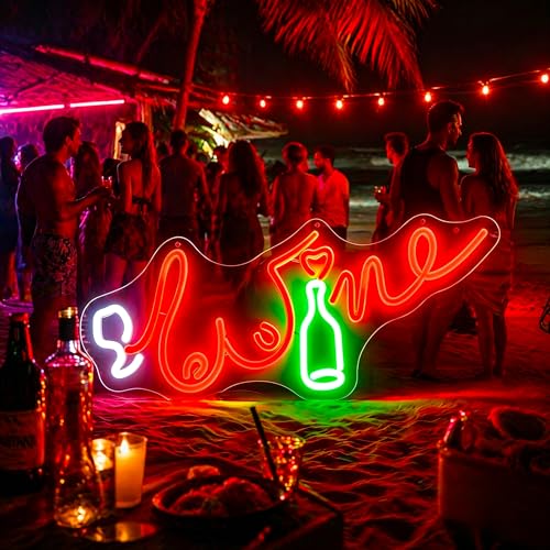 Image of Neon Sign, Beer Neon Signs for Wall Decor LED Signs Neon Light | Beer Neon Sign, Red LED Signs for Business, Man Cave, Gaming Room, Pub, Party, Bar, Home Decor, Gift, Dimmable, USB Powered