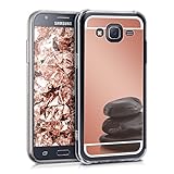 kwmobile Funda Compatible con Samsung Galaxy J5 (2015) - Carcasa Protectora Trasera de TPU para móvil en Oro Rosa con Efecto Espejo
