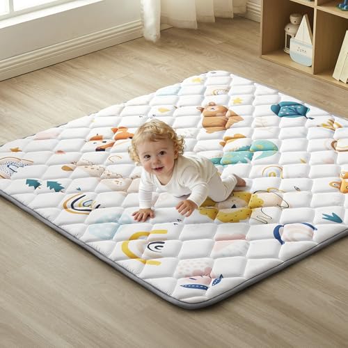 Image of Baby Play Mat, 50x50 Thickened Playpen Mat, Non-Slip Baby Mat for Floor, Foldable Portable Playmat Suitable for Babies Learning to Crawl and for Travel