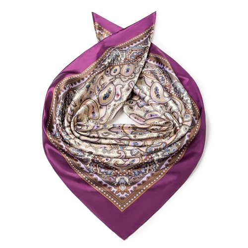 Image of 35 inch Men's Silk Cowboy Scarf - Oversized Western Bandana Neckwear, Large Square Scarf with Gift Packaging