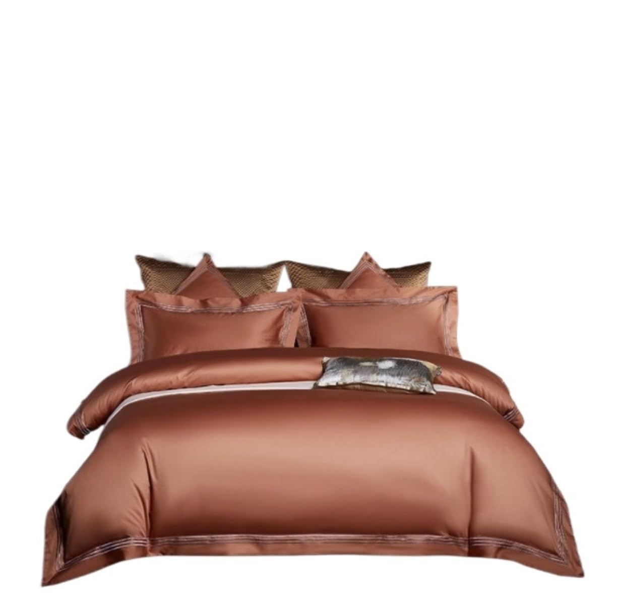 Bettwäsche Set Heimtextilien, Baumwolle, Vierteiliges Set, Steppdecken-Sets, Hochzeitsbettwäsche, 4-teiliges Bettlaken-Set Bettlaken Set (Color : Orange, Size : 1.5/1.8m Bed)