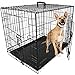 DogCrates+ Medium Foldable Dog Crate with 2 Doors, Non-Chew Plastic Removable Tray, 30-Inch Black