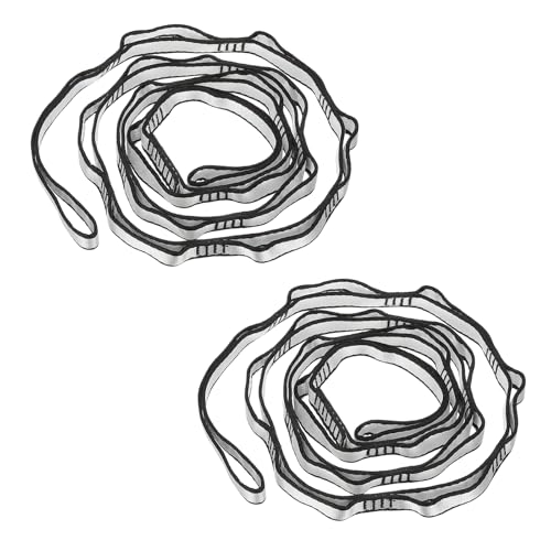 PATIKIL Correas Daisy Chain, Paquete de 2 Correas de Escalada Resistentes Ajustables de Nylon con 15 Lazos para Columpio de Hamaca de Yoga Aéreo, Tono Plateado