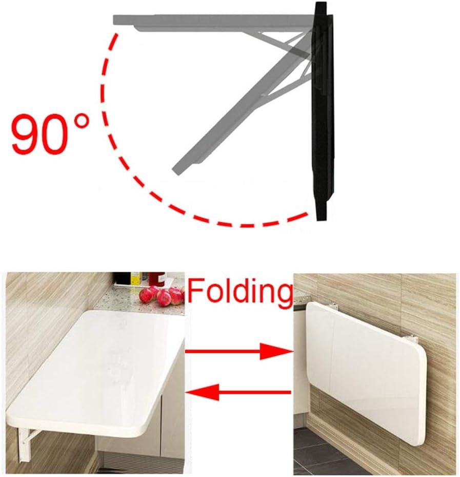 Bureau flottant mural pour enfants noir en bois 70x50 cm pliable