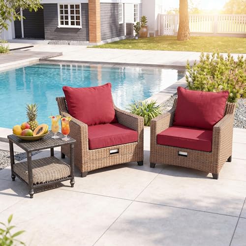 Image of Art Leon 22x 24 Outdoor Seat Cushion 28D High Density Foam Patio Chair Cushions with Non-Slip Backing Patio Cushions for Patio Furniture Porch Swing Garden Bench Camping Stadium Red
