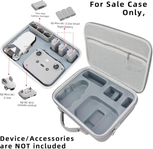 Image of M.G.R.J Portable Carrying Case Cover Compatible for DJI Mini 4K || Mini 2 SE || Mini 2 with Portable, Waterproof & Shockproof Features & Adjustable Shoulder Strap (Hard|PU Leather|Grey)