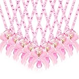 Threlaco 60 Pcs Baby Shower Pacifier Necklace Cute Bear Acrylic Baby Pacifier Party Favors Pacifier Charm Pacifier Necklace for Baby Shower Party Decoration Table Pieces (Pink,Charming Style)