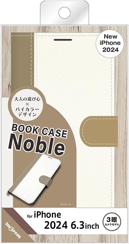 イングレム Inglem iPhone 16 Pro Case Folio Stylish iPhone 16Pro iPhone 16 Pro Shockproof Magnet Beige White Cover Soft Hard Smartphone Cover Smartphone Case White Taupe IN-P47LBC14/WT