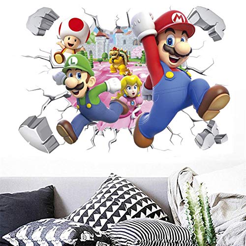 3D Cartoons Mario Wall Stickers for Kids Room Game Stickers Home Decor Art Mural
