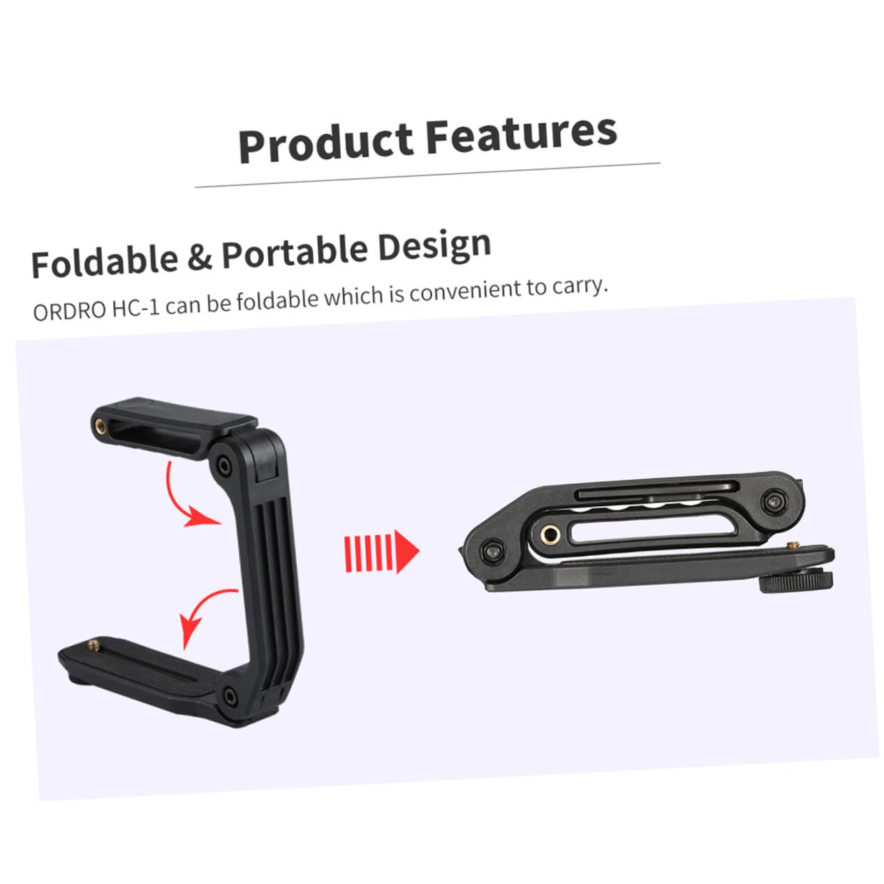 Stabilizzatore Fotocamera Portatile Multifunzionale per Dslr e Videocamere Impugnatura a U in Nylon Pa66 e Fibra di Vetro, Vite Standard 1/4, per Riprese Angolo Basso
