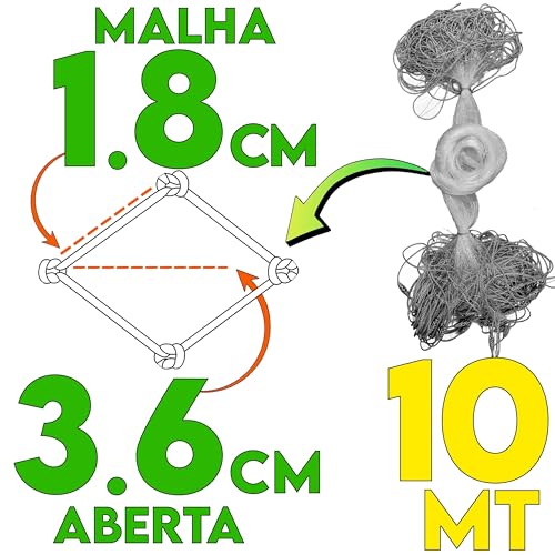 Rede Redinha Malha 3,6cm 18mm F 20 Pesca Pronta Lambari 10m