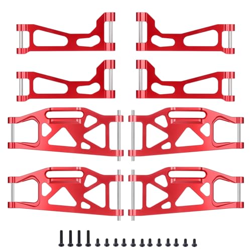 HobbyPark Aluminum Suspension Arms Kit w/Pins for Traxxas WideMaxx Upgrades Front and Rear, Replacement of 8995 8998 8999 (Red)
