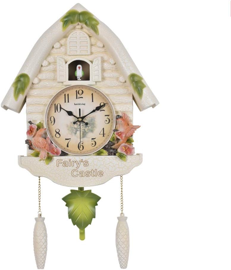 Plastic Cuckoo Wall Clock Living Bird Alarm Clock Bell Home 60 Cm X 15 Cm X 36 Cm - Fixed Door Does Not Open Or Close (White), Analog