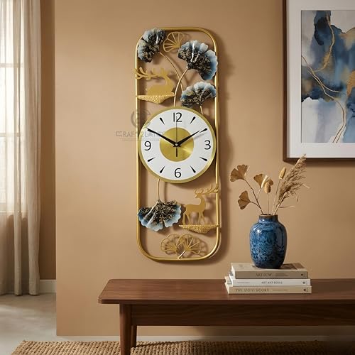 Image of Craft2lance 24-Inch Wall Clock Decor Art Sculpture for Home & Office | Modern Large Deer Metal Wall Clock for Living Room, Bedroom, Restaurant & Cafe | Stylish Decorative Timepiece (60 cm)