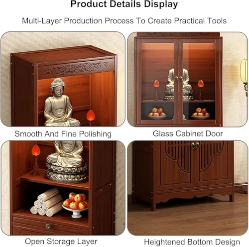 Mesa de altar de madera con tabla extraíble para decoración de templos domésticos 7