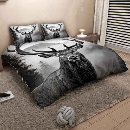 Parure de lit 240x260cm doux toucher microfibre cerfs 3D