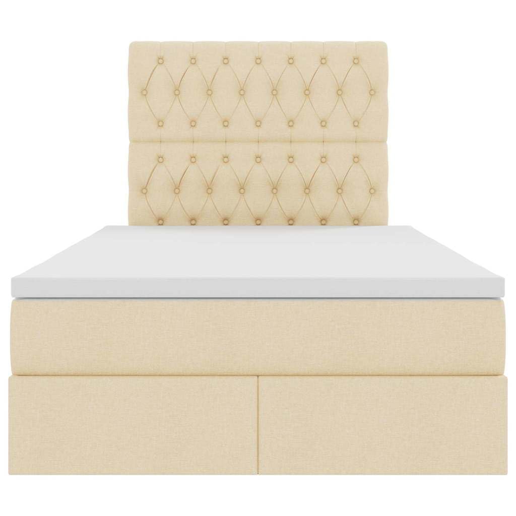 Cama de almacenamiento con colchón crema de 120 x 190 cm, material con marco de metal, cabecero, elevador lateral hidráulico, amplio espacio de almacenamiento y estante para dormitorio