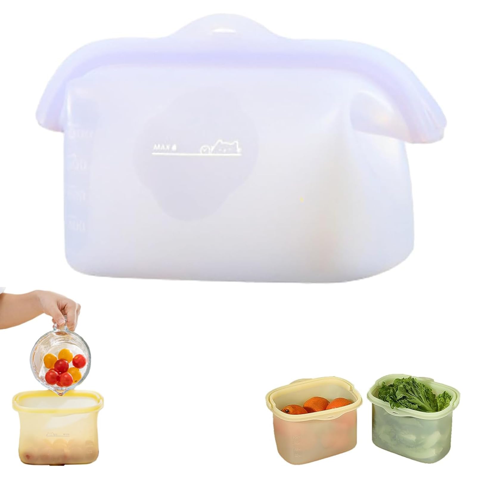 Stand-Up Resealable Silicone Food Storage Bag, Leakproof Portable Bento Lunch Pockets, Stand-Up Reusable Freezer Bags, Heat-resistant Sandwich Snack Bags for Salad Fruit Snack Travel (Purple)