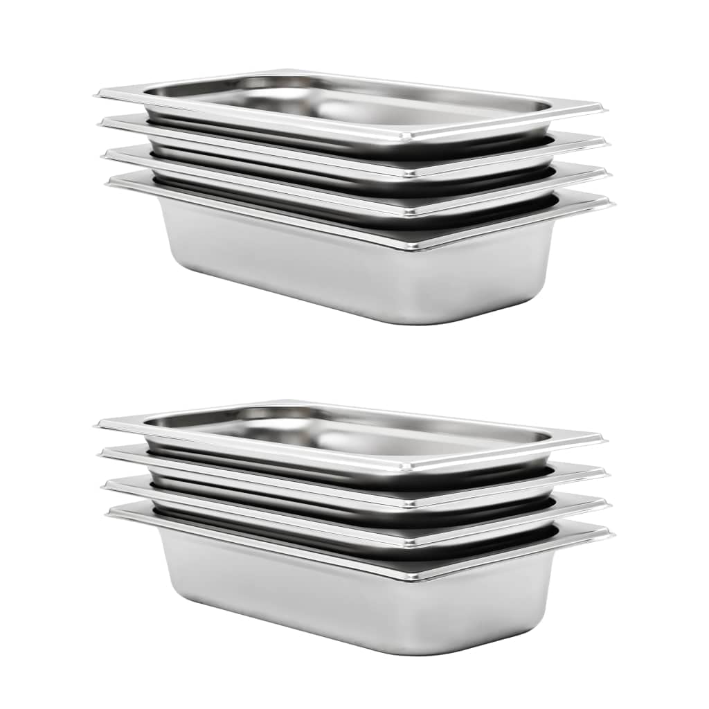 Contenitori Gastronorm in acciaio inox GN 1/3, 325 x 176 x 65 mm, 8 pezzi, impilabili, per Bain-Marie Chafing-Dish, buffet, catering, ristorazione, conservazione al caldo