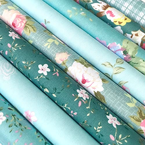 Mililanyo AN-GREEN ROSE FABRIC 8Pcs 18X22 Inch Cotton Fabric Green Floral Rose Fat Quarters Fabric Pre-Cut Quilt Squares thumb #2