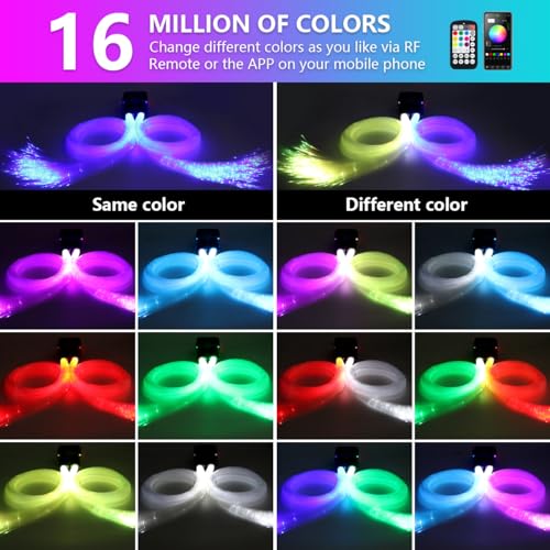 Image of Starlight Headliner Kit,Twinkle + Music Sync Dual Color Fiber Optic Star Ceiling Lights with APP Remote Control, RGBW Star Lights for Car /Home Ceiling Decor, 1000pcs 9.8ft