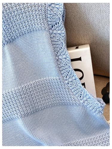 WDIRARA Women's Crochet Fringe Sweater Vest Crew Neck Sleeveless Pullovers Knit Tank Tops3