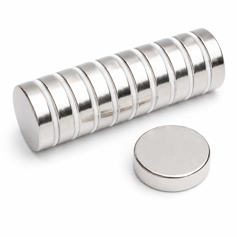 100 piezas imanes de neodimio cilíndricos 15x4 mm N38, extra fuertes y niquelados, ideales para bricolaje, manualidades, electrónica y uso industrial