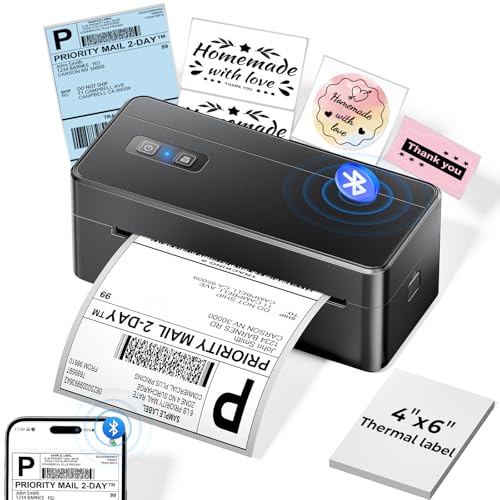 Bluetooth Thermal Shipping Label Printer, 4x6 Thermal Label Printer for Small Business, 2410BT Wireless Label Printers Compatible with iOS Android Phone&Pad&PC, Widely Used for Ebay, USPS, FedEx, etc