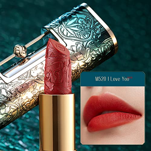 Florasis Blooming Rouge Love Lock Lipstick Long-Lasting Sculpting Lipstick Misty Matte Finish Lightweight Nourishing For Everyday Use (M520 I Love You) #TOP2